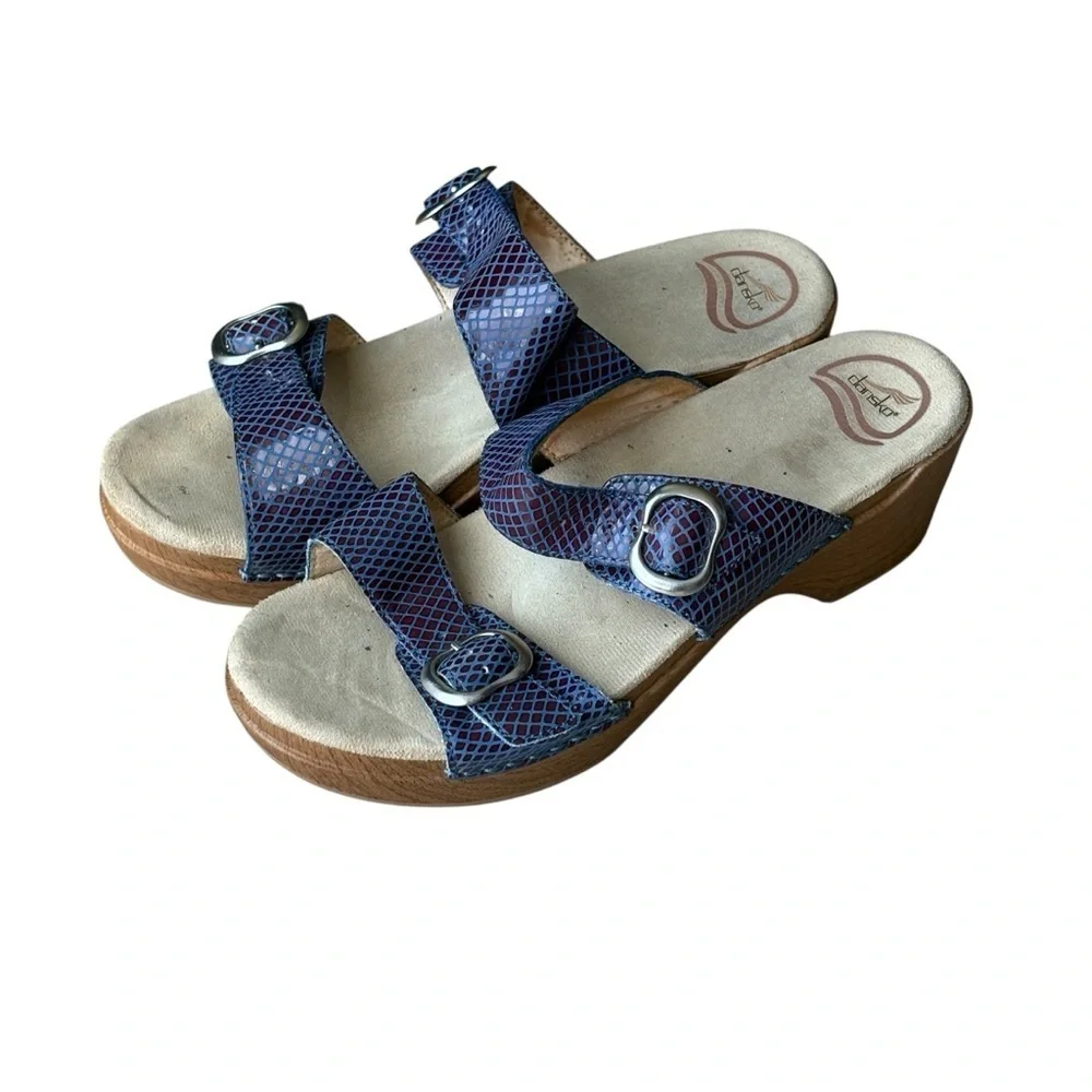 Dansko Sophie Metallic Blue Purple Buckle Adjustable Sandals Size 40 9.5 - Picture 11 of 11